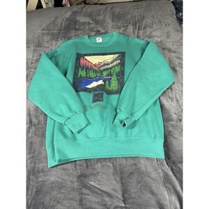 Vintage‎ 80s 90s Jerzees Pincrest  Green Sweater Size L
